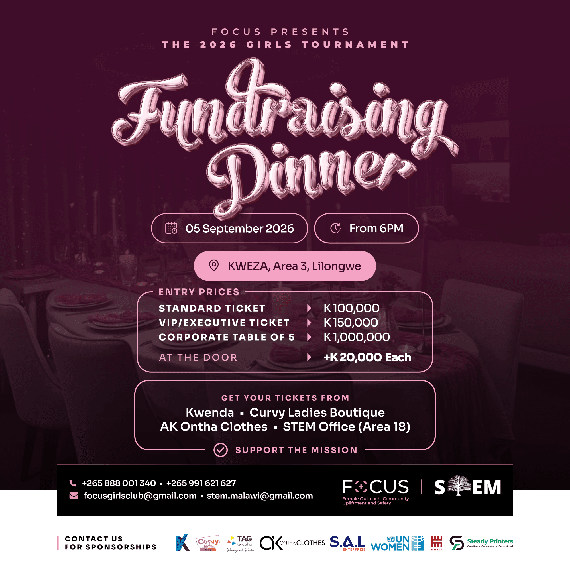 FOCUS GIRLS FUNDRAISING DINNER 